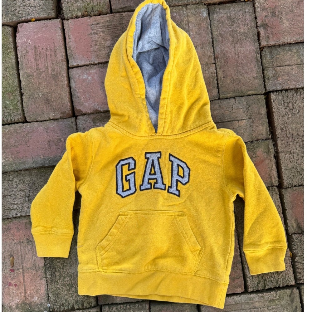 Baby Gap Toddler Arch Logo Fleece Hoodie Mustard Yellow 18-24 Months